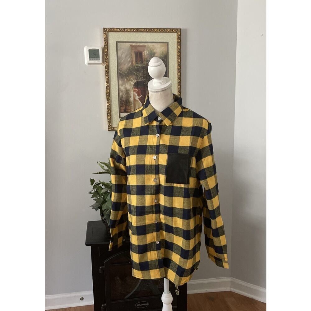 Womens Plus Size XL Buffalo Plaid Long Sleeve Button Up Shirt Zanzea Brand